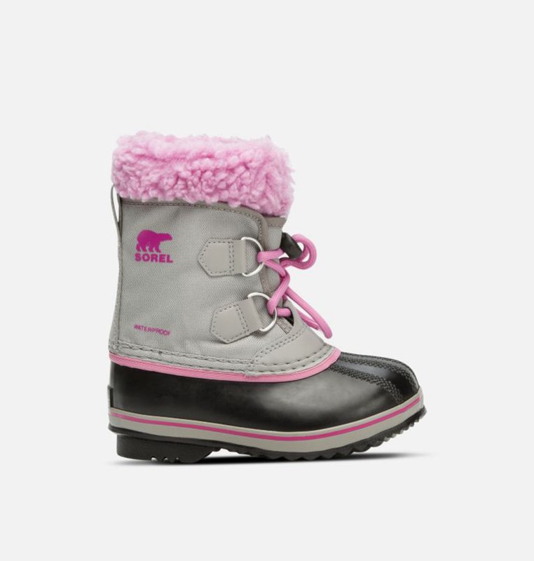 Sorel Childrens Yoot Pac™ Nylon - Kids Snow Boots Grey/Black/Pink - 429715RVJ